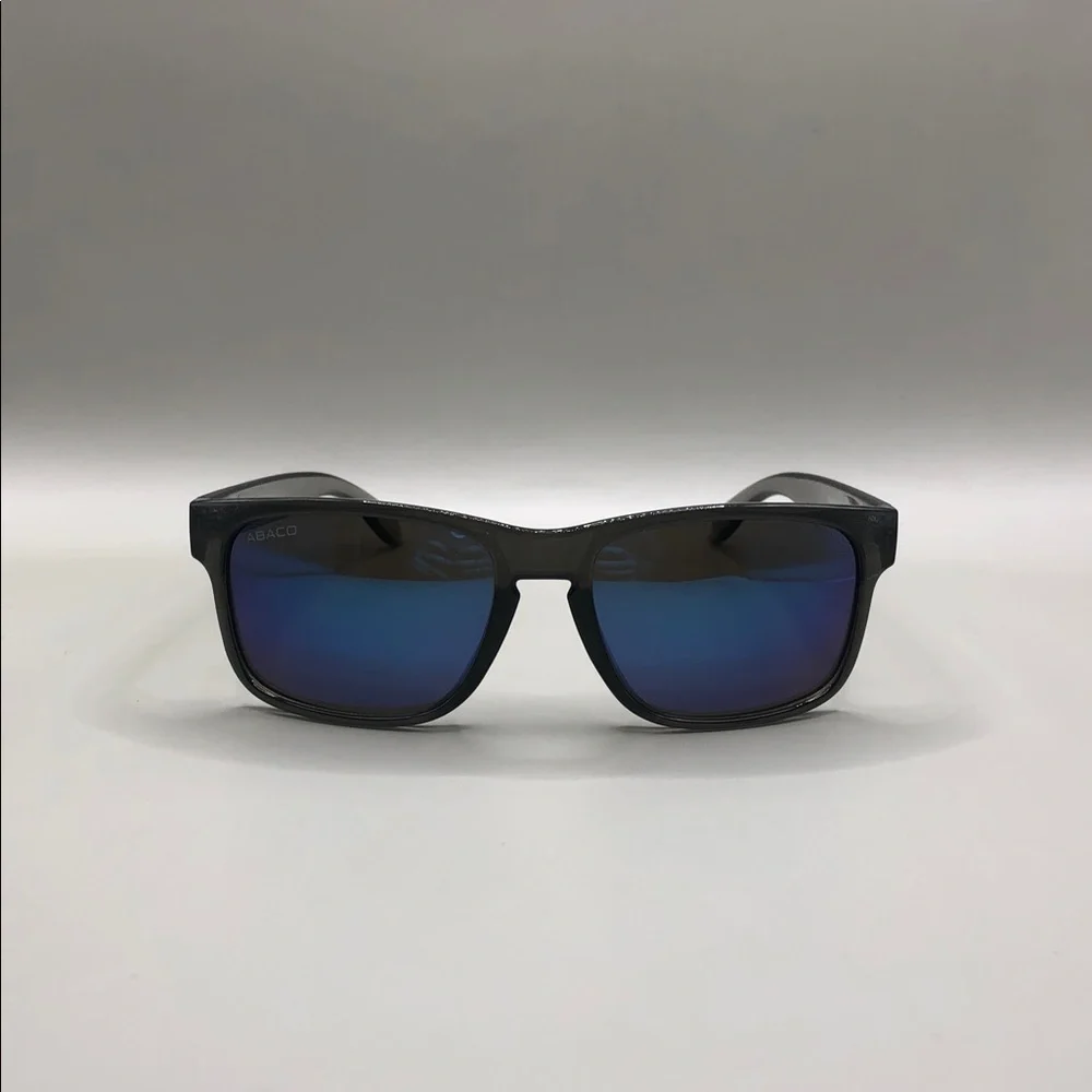 Abaco Dockside Polarized Square Sunglasses Crystal Grey Blue Mirror
